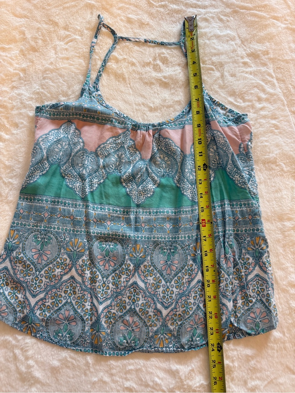 O'Neill Teal and Pink Boho Spaghetti Strap Camisole